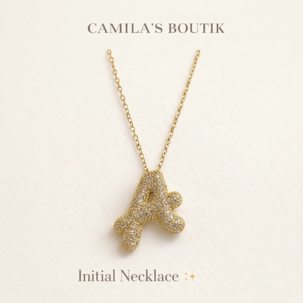 Verona pave initial necklace
