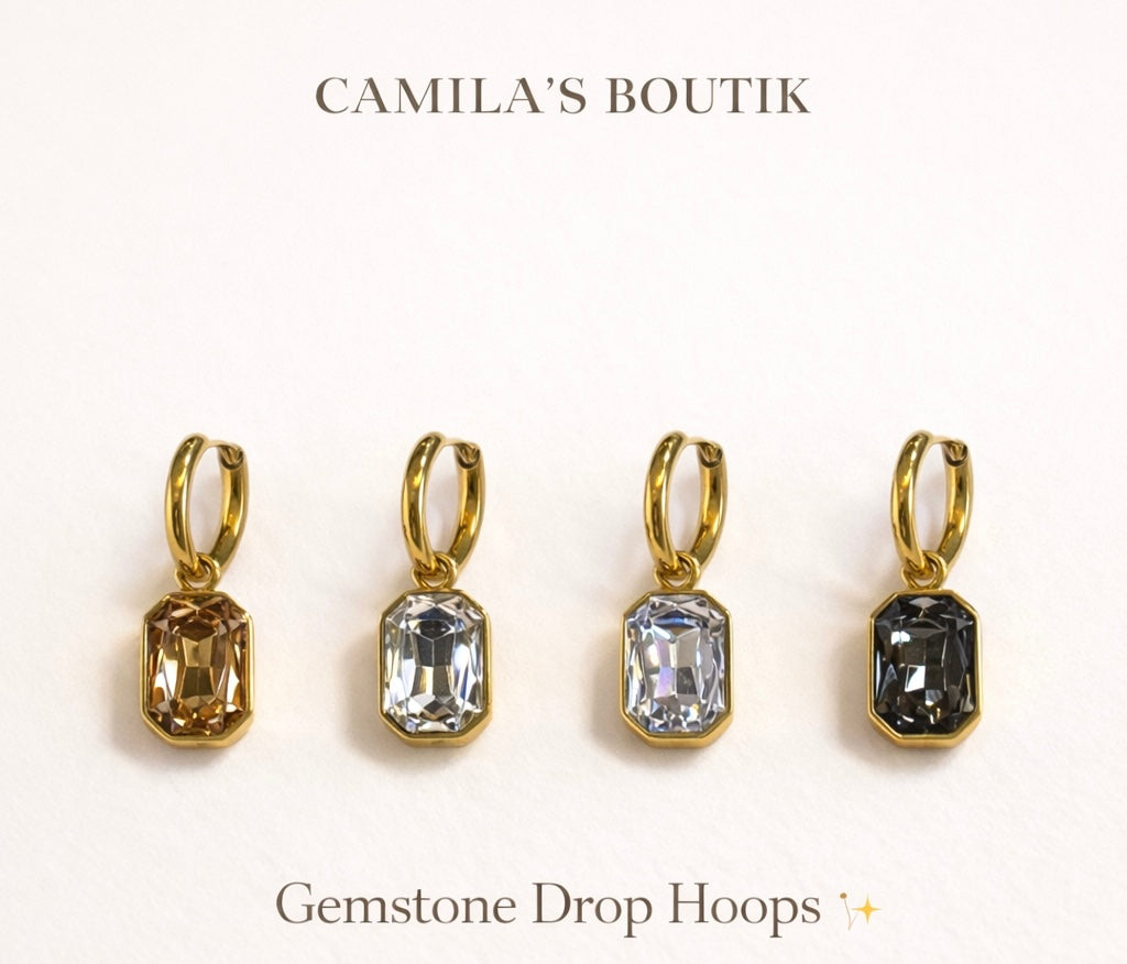 Malaga Gemstone Drop Hoops
