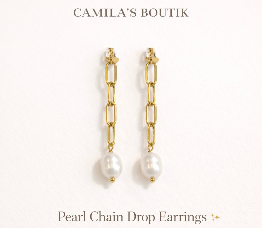 Valencia freshwater chain earrings