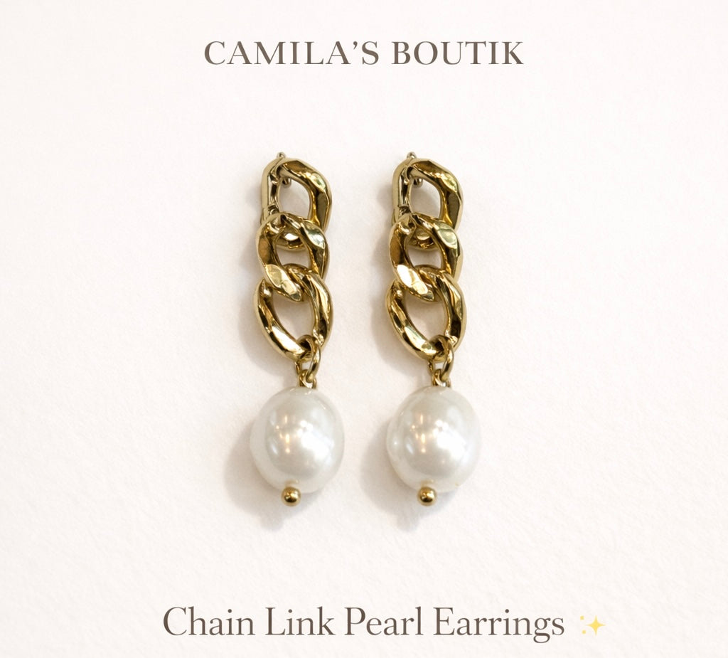Valencia freshwater chain earrings